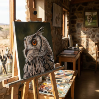 Wijze Uil Schilderij Groot Canvas Afdruk
