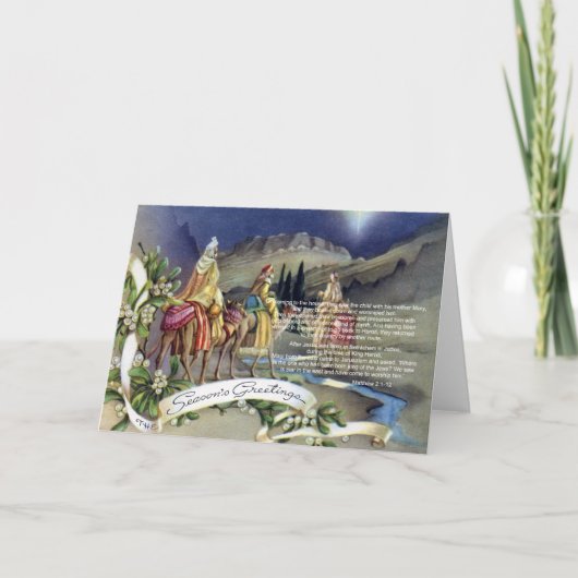 Wijzen en Matthew 2 Feestdagen Kaart (Voorkant)