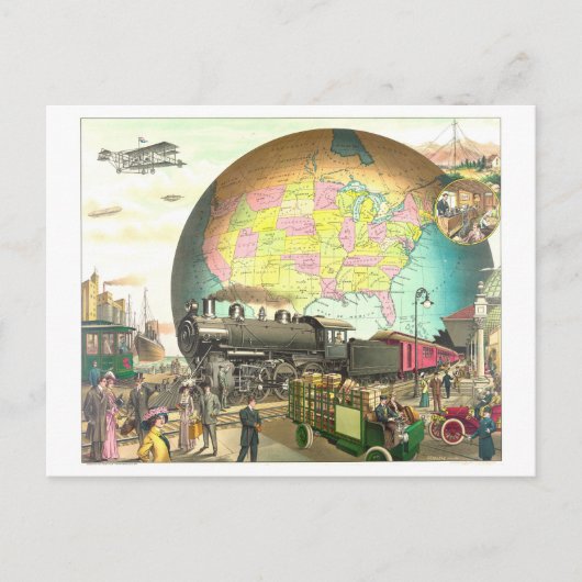 Wijzen van Vervoer Victoriaans Lithograph Briefkaart (Voorkant)