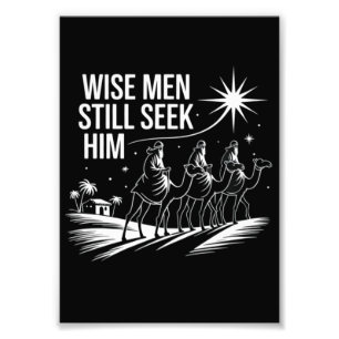 Wijzen zoeken Hem nog steeds Kerstmis christen Jez Foto Afdruk