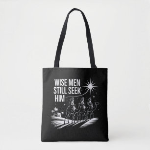 Wijzen zoeken Hem nog steeds Kerstmis christen Jez Tote Bag