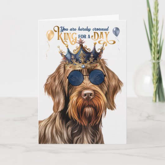 Wijzend Griffon Dog King voor een Dag Grappige Ver Kaart (Voorkant)