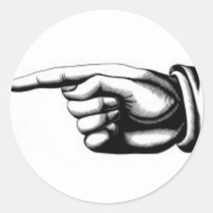  wijzende hand 2 ronde sticker