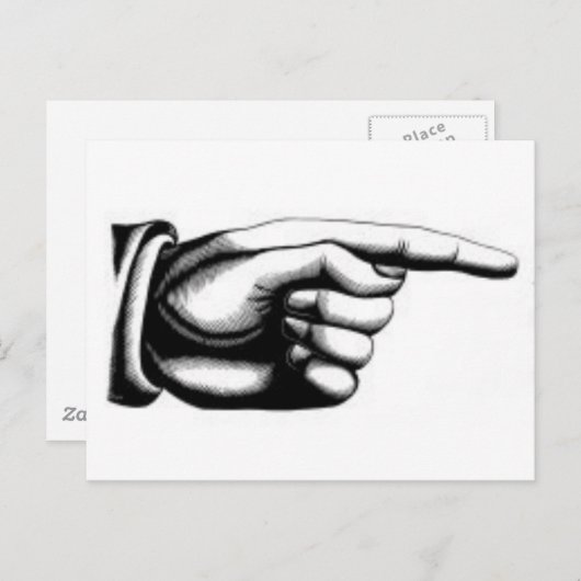  wijzende hand briefkaart (Voorkant / Achterkant)