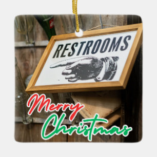 wijzende hand toiletten teken keramisch ornament