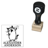 Wijzende Kat Rubberstempel (Gestempeld)