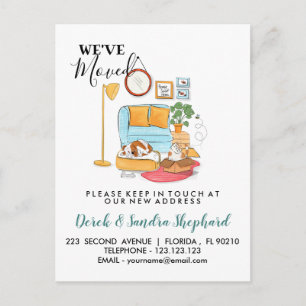 Wijzig adres met illustratie aankondigingskaart