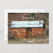 Wijzig adres, oude rode rockhut aankondigingskaart (Voorkant / Achterkant)