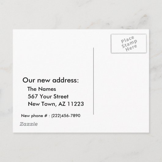 Wijzig adres, oude rode rockhut aankondigingskaart (Achterkant)