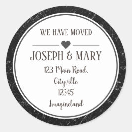 Wijzig adres zwarte marmer ronde sticker