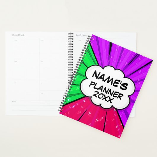 Wijzig ALLE tekst Naam Comic Pop Style 20XX toevoe Planner (Display)