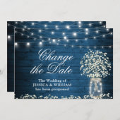 Wijzig de datum Baby's Breath String Lights Rustic Kaart (Voorkant / Achterkant)