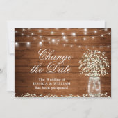 Wijzig de datum Baby's Breath String Lights Rustic Kaart (Voorkant)