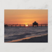 Wijzig de datum Beach Wedding Sunset Aankondigingskaart (Voorkant)