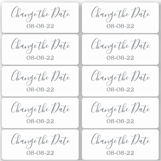Wijzig de datum Bruiloft Labels 0.8" x 2" (Voorkant)