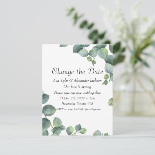 Wijzig de datum bruiloft uitnodiging (Staand voorkant)