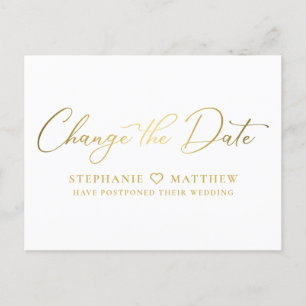 Wijzig de datum Elegant Gold Script Aankondigingskaart