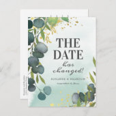 Wijzig de datum Eucalyptus Wedding Update Aankondigingskaart (Voorkant / Achterkant)