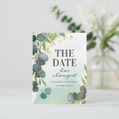 Wijzig de datum Eucalyptus Wedding Update Aankondigingskaart (Staand voorkant)