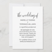 Wijzig de datum Foto Wit Script Bruiloft Aankondiging (Achterkant)