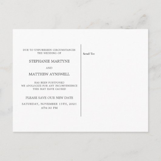 Wijzig de datum Geometrische Hydrangea bruiloft Aankondigingskaart (Achterkant)