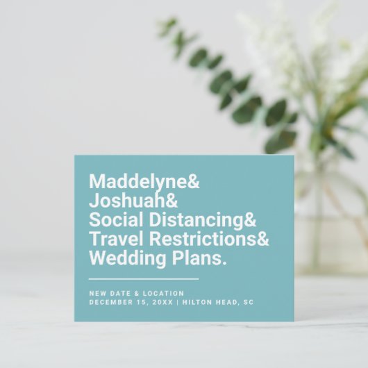 Wijzig de datum Grappige Ampersand Turquoise bruil Briefkaart (Staand voorkant)