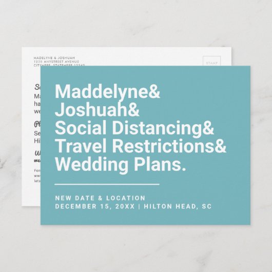 Wijzig de datum Grappige Ampersand Turquoise bruil Briefkaart (Voorkant / Achterkant)