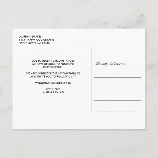 WIJZIG DE DATUM kalligrafie Glitter Blauwe foto Aankondigingskaart (Achterkant)