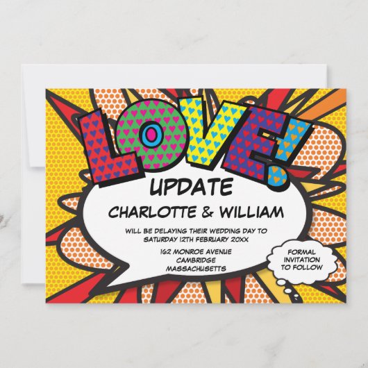 Wijzig de datum Leuk Modern Comic Book Save The Date (Voorkant)