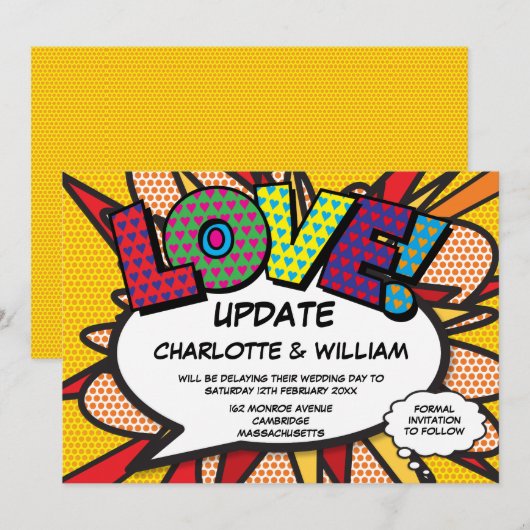 Wijzig de datum Leuk Modern Comic Book Save The Date (Voorkant / Achterkant)