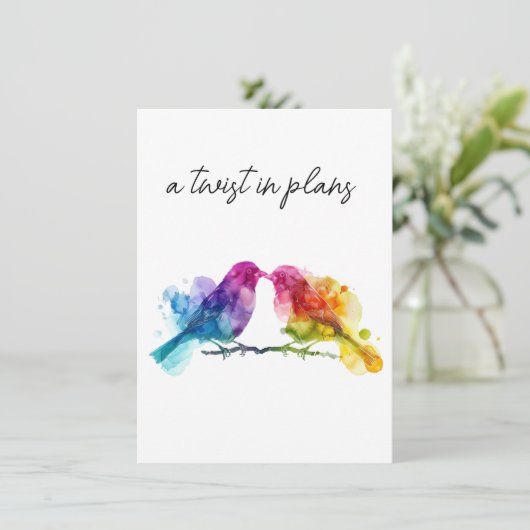 Wijzig de datum LGBTQ+ Rainbow Lovebirds Informatiekaartje (Staand voorkant)