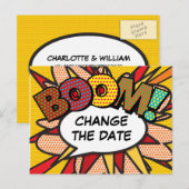 Wijzig de datum Modern Fun Comic Book Aankondigingskaart (Voorkant / Achterkant)