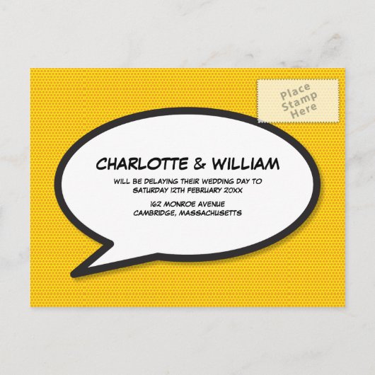 Wijzig de datum Modern Fun Comic Book Aankondigingskaart (Achterkant)