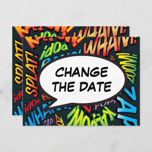 Wijzig de datum Modern Fun Typographic Aankondigingskaart (Voorkant / Achterkant)