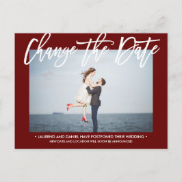 WIJZIG DE DATUM Moderne Bourgondische kalligrafie  Aankondigingskaart