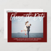 WIJZIG DE DATUM Moderne Bourgondische kalligrafie  Aankondigingskaart (Voorkant / Achterkant)