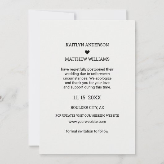 Wijzig de datum Moderne foto Zwart Script bruiloft Save The Date (Achterkant)