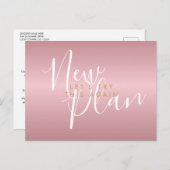 Wijzig de datum New Plan Script Roos Gold Briefkaart (Voorkant / Achterkant)