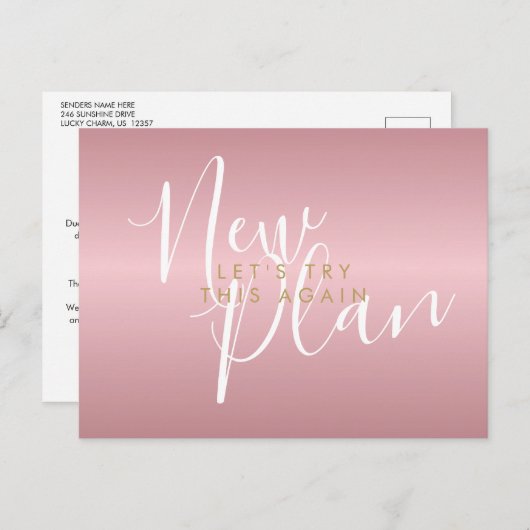 Wijzig de datum New Plan Script Roos Gold Briefkaart (Voorkant / Achterkant)