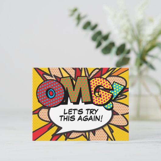 Wijzig de datum Nieuw Plan Modern Fun Comic Aankondigingskaart (Staand voorkant)