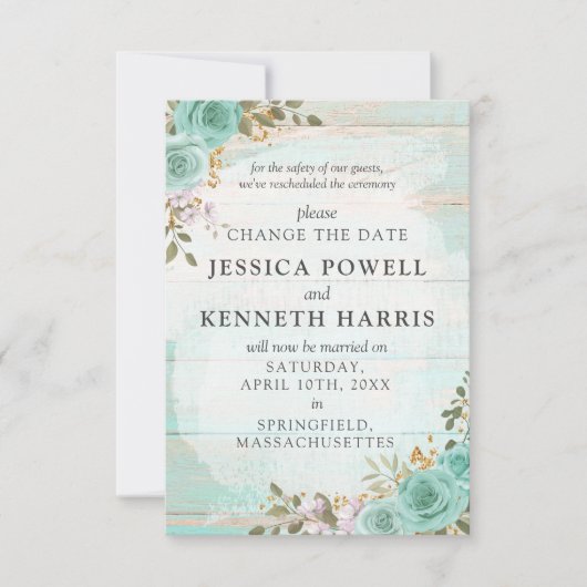 Wijzig de datum rustieke hergeplande bruiloft Kaar Kaart (Voorkant)