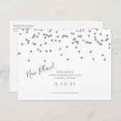 Wijzig de datum Save the date Silver Glitter Aankondigingskaart (Voorkant / Achterkant)