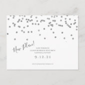 Wijzig de datum Save the date Silver Glitter Aankondigingskaart (Voorkant)