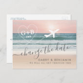 Wijzig de datum TBD Beach Wedding Briefkaart (Voorkant / Achterkant)