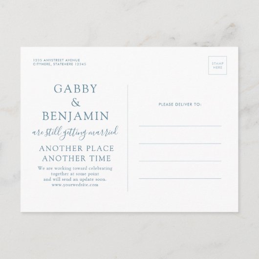 Wijzig de datum TBD Beach Wedding Briefkaart (Achterkant)