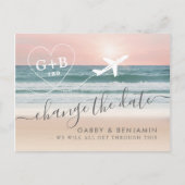 Wijzig de datum TBD Beach Wedding Briefkaart (Voorkant)