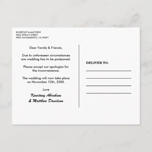 Wijzig de datum tropische strandbestemming aankondigingskaart (Achterkant)