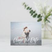 WIJZIG DE DATUM typografie Glitter zilveren foto Aankondigingskaart (Staand voorkant)