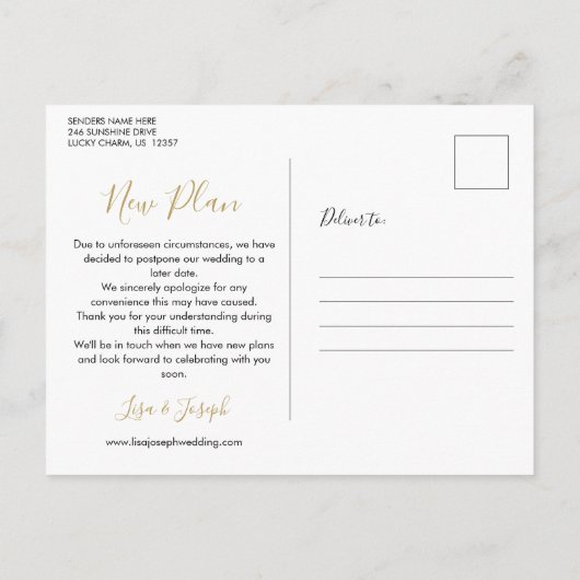 Wijzig de datum Uitgesteld Geannuleerd ChicRose Go Briefkaart (Achterkant)