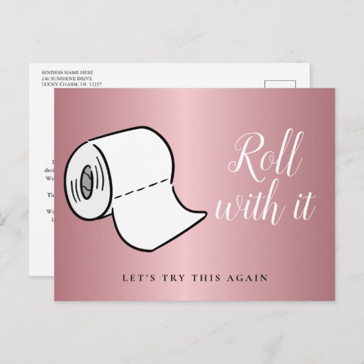 Wijzig de datum Uitgesteld Geannuleerd Roos Gold Briefkaart (Voorkant / Achterkant)